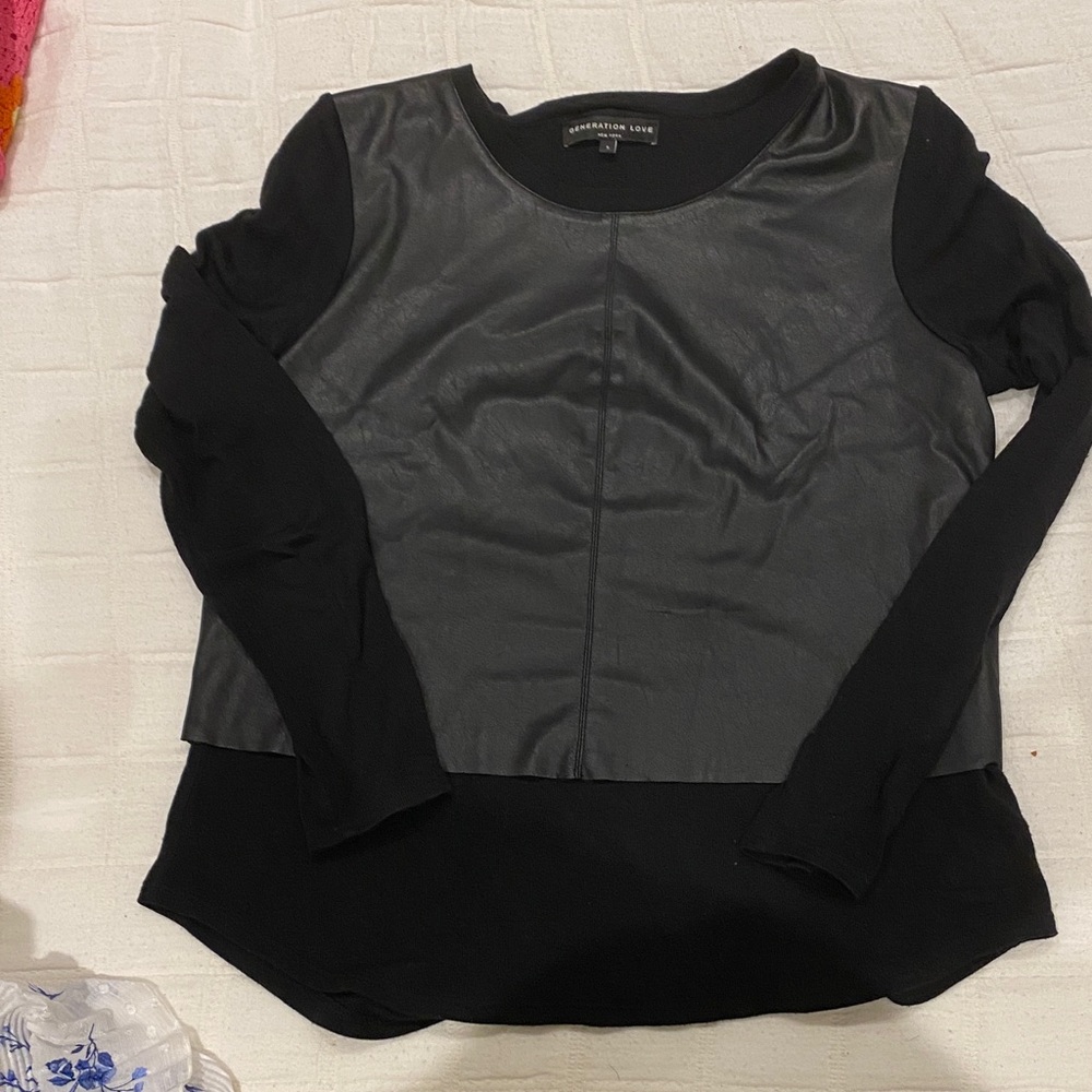 Generation Love Black leather Long Sleeve Top
